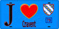 Plaque métal décorative  J' ❤️ Cravent, Yvelines (78) fod bleu