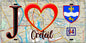 Plaque métal décorative  J' ❤️Créteil, Val de Marne (94) fond carte