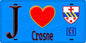 Plaque métal décorative  J' ❤️Crosne, Essonne (91) fond bleu