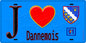 Plaque métal décorative  J' ❤️Dannemois, Essonne (91) fond bleu