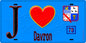 Plaque métal décorative  J' ❤️ Davron, Yvelines (78) fond bleu