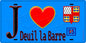 Plaque métal décorative  J' ❤️Deuil-la-Barre, Val d'Oise (95) fond beu