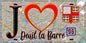 Plaque métal décorative  J' ❤️Deuil-la-Barre, Val d'Oise (95) fond carte