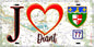 Plaque métal décorative  J' ❤️Diant, Seine et Marne (77) fond carte