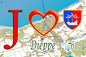 Plaque métal décorative 20cm x 30 cm J' ❤️ Dieppe, Seine Maritime (76)