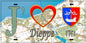 Plaque métal décorative  J' ❤️ Dieppe, Seine Maritime (76) Géo 2