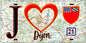 Plaque métal décorative  J' ❤️ Dijon, Côte d'Or (21) fond carte