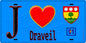 Plaque métal décorative  J' ❤️Draveil, Essonne (91) fond bleu