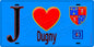 Plaque métal décorative  J' ❤️Dugny, Seine Saint Denis (93) fond bleu