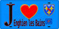Plaque métal décorative  J' ❤️Enghien-les-Bains, Val d'Oise (95) fond bleu
