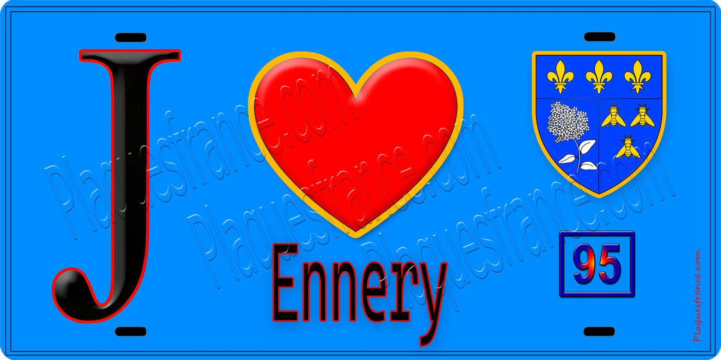 Plaque métal décorative  J' ❤️Ennery, Val d'Oise (95) - Plaquesfrance.com