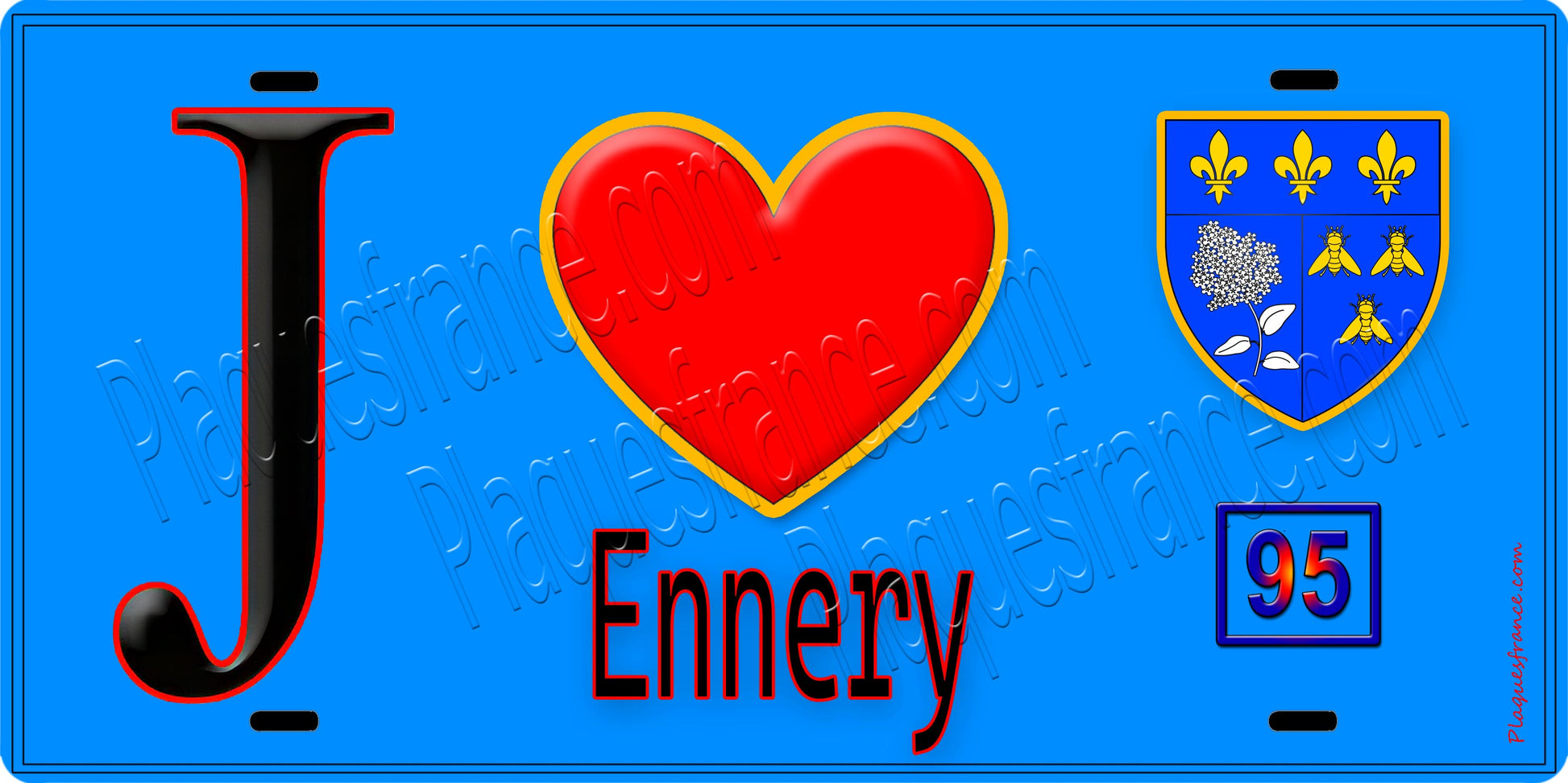 Plaque métal décorative  J' ❤️Ennery, Val d'Oise (95) - Plaquesfrance.com