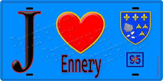Plaque métal décorative  J' ❤️Ennery, Val d'Oise (95) - Plaquesfrance.com