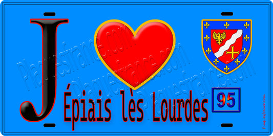 Plaque métal décorative  J' ❤️Épiais-lès-Louvres, Val d'Oise (95) ond bleu