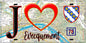 Plaque métal décorative  J' ❤️ Évecquemont, Yvelines (78) fond carte
