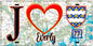 Plaque métal décorative  J' ❤️Everly, Seine et Marne (77) fond carte