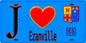 Plaque métal décorative  J' ❤️Ézanville, Val d'Oise (95) fond bleu