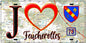 Plaque métal décorative  J' ❤️ Feucherolles, Yvelines (78) fond carte