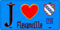 Plaque métal décorative  J' ❤️ Flexanville, Yvelines (78) fond bleu