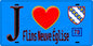 Plaque métal décorative  J' ❤️ Flins-Neuve-Église, Yvelines (78) fond bleu