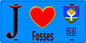 Plaque métal décorative  J' ❤️Fosses, Val d'Oise (95) fond bleu
