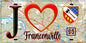 Plaque métal décorative  J' ❤️Franconville, Val d'Oise (95) fond carte