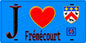 Plaque métal décorative  J' ❤️Frémécourt, Val d'Oise (95) fond bleu