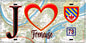 Plaque métal décorative  J' ❤️ Freneuse, Yvelines (78) fond carte