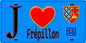 Plaque métal décorative  J' ❤️Frépillon, Val d'Oise (95) fond bleu