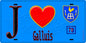 Plaque métal décorative  J' ❤️ Galluis, Yvelines (78) fond bleu