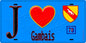 Plaque métal décorative  J' ❤️ Gambais, Yvelines (78) fond bleu