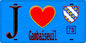 Plaque métal décorative  J' ❤️ Gambaiseuil, Yvelines (78) fond bleu