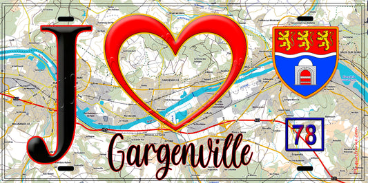 Plaque métal décorative  J' ❤️ Gargenville, Yvelines (78)