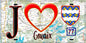 Plaque métal décorative  J' ❤️Gouaix, Seine et Marne (77) fond carte