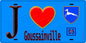 Plaque métal décorative  J' ❤️Goussainville, Val d'Oise (95) fond bleu