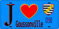 Plaque métal décorative  J' ❤️ Goussonville, Yvelines (78) fond bleu