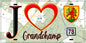 Plaque métal décorative  J' ❤️ Grandchamp, Yvelines (78) fond carte