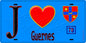 Plaque métal décorative  J' ❤️ Guernes, Yvelines (78) fond bleu
