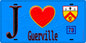 Plaque métal décorative  J' ❤️ Guerville, Yvelines (78) fond bleu