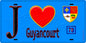 Plaque métal décorative  J' ❤️ Guyancourt, Yvelines (78) fond bleu