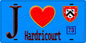 Plaque métal décorative  J' ❤️ Hardricourt, Yvelines (78) fond bleu