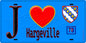 Plaque métal décorative  J' ❤️ Hargeville, Yvelines (78) fond ble