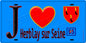 Plaque métal décorative  J' ❤️Herblay-sur-Seine, Val d'Oise (95) fond bleu