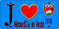 Plaque métal décorative  J' ❤️Hérouville-en-Vexin, Val d'Oise (95) fond bleu