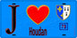 Plaque métal décorative  J' ❤️ Houdan, Yvelines (78) fond bleu