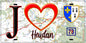 Plaque métal décorative  J' ❤️ Houdan, Yvelines (78)