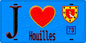 Plaque métal décorative  J' ❤️ Houilles, Yvelines (78) fond bleu
