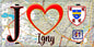 Plaque métal décorative  J' ❤️Igny, Essonne (91) fond carte