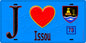 Plaque métal décorative  J' ❤️ Issou, Yvelines (78) fond bleu