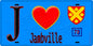 Plaque métal décorative  J' ❤️ Jambville, Yvelines (78) fond bleu